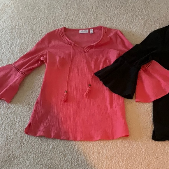 Denim & Company Black and Orange Blouse - Picture 8 of 9